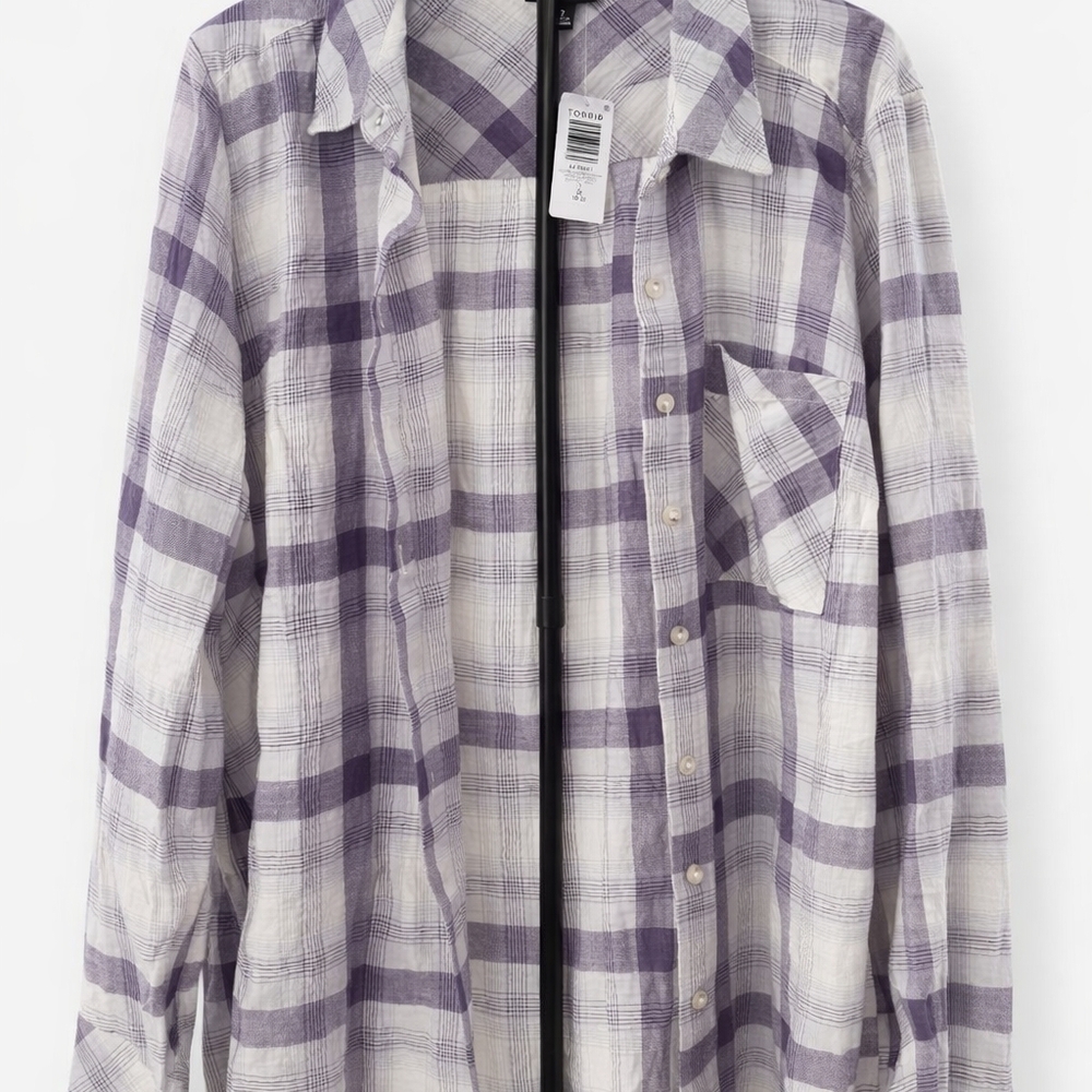 Torrid Grey and White Plaid Shirt